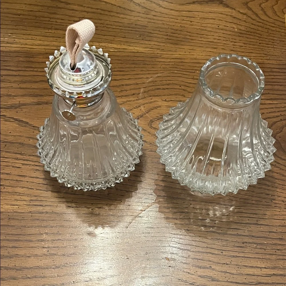 Vintage Crystal Diamond Point‎ Oil Lamp